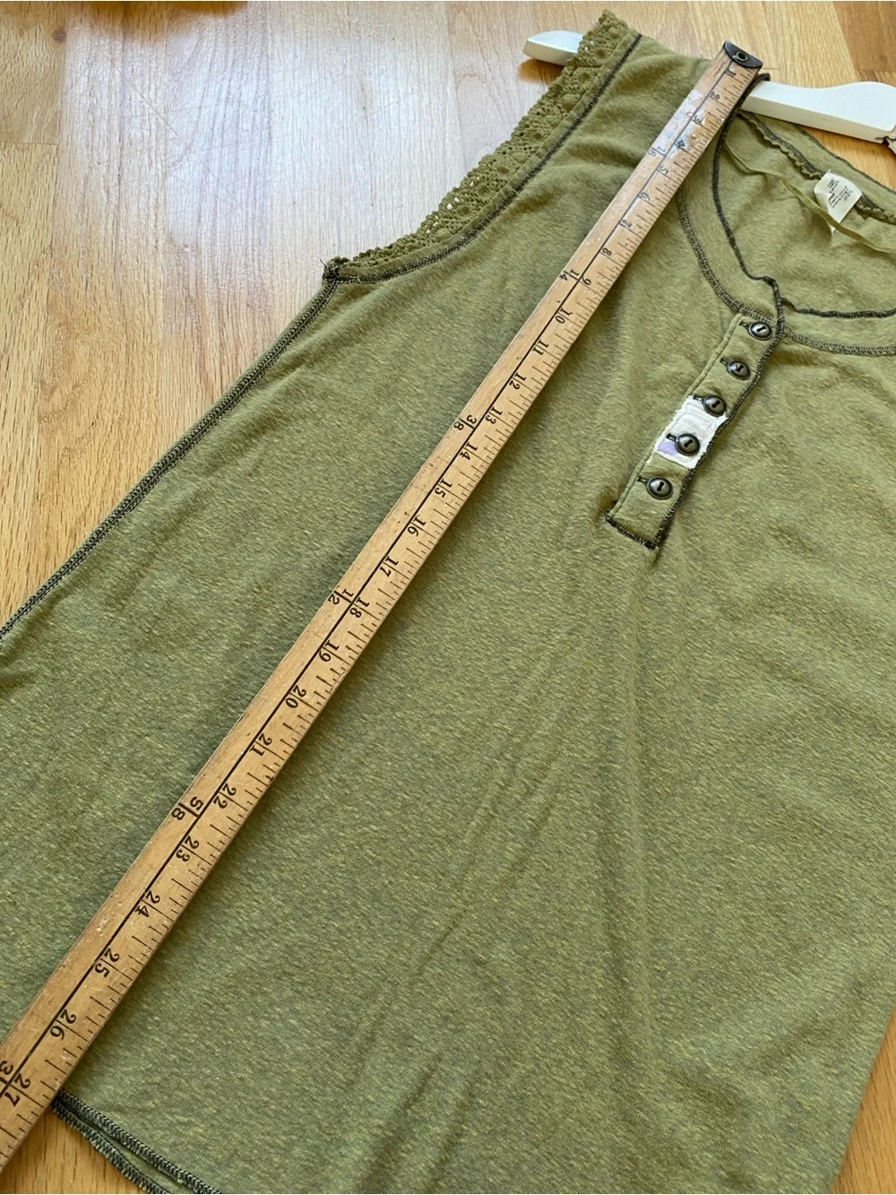 Free People We the Free Last Stop Sleeveless Olive Henley Lace-Trim Tank